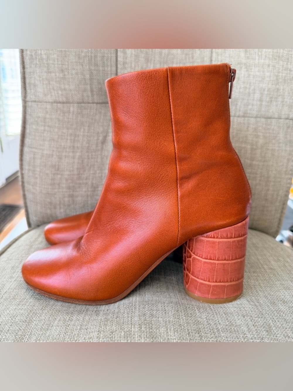 Maison Margiela Tan Leather Ankle Boots Women’s Size 37